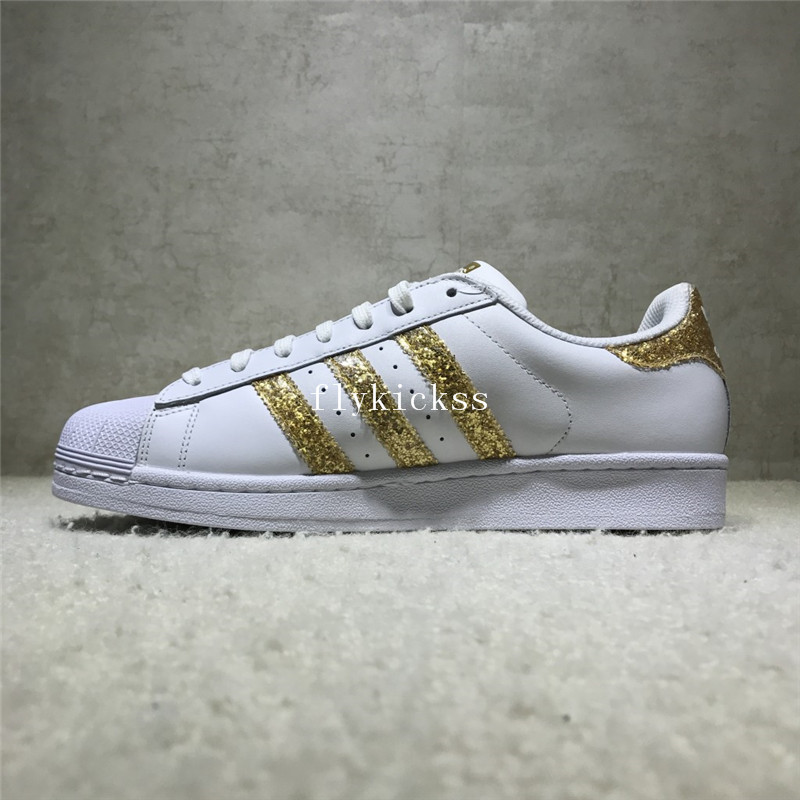 Adidas Superstar White Golden Strips S76924